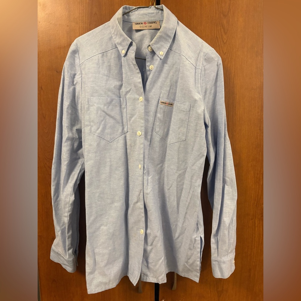 Simon Chang Denim Button-Up Shirt – Light Blue – Size M